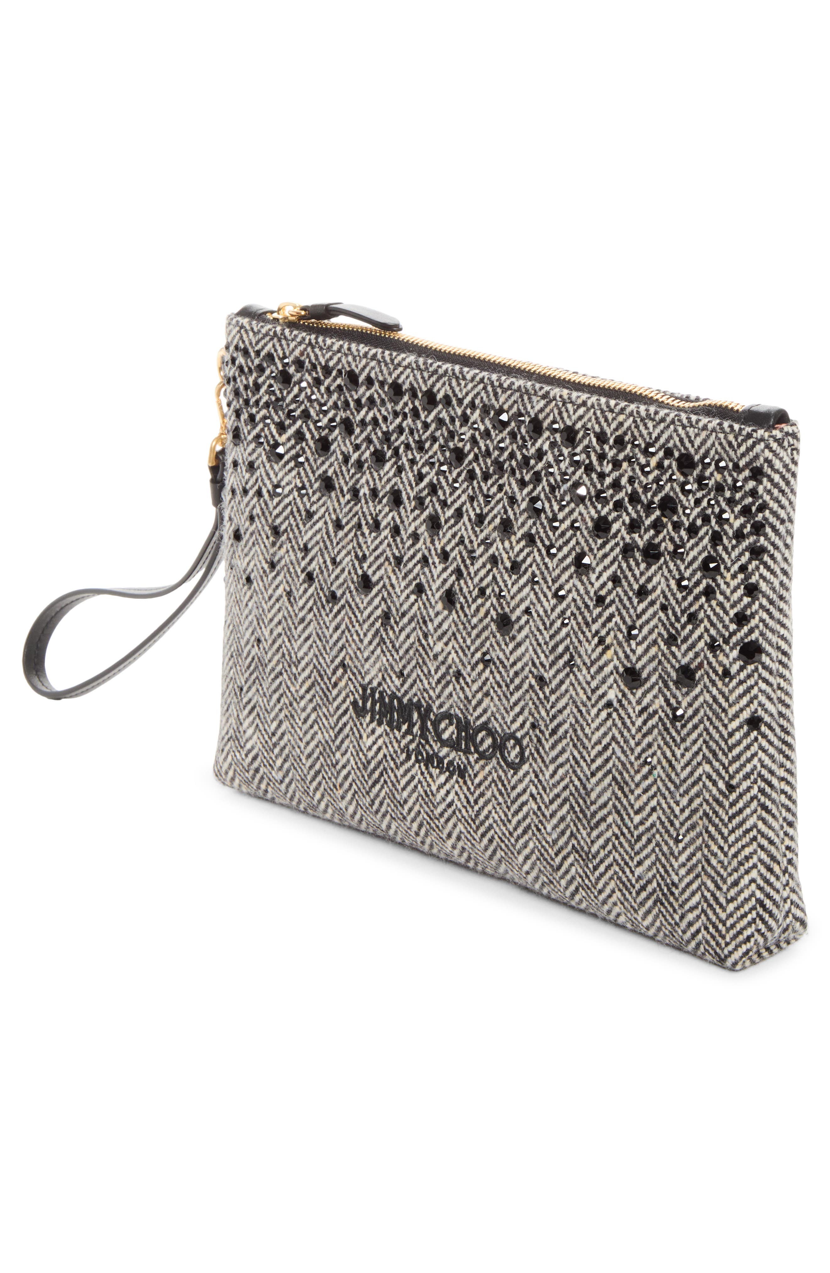 Zipped Flat Pouch, Alternate, color, BLACK/ BAMBOO MIX/ LIGHT GOLD