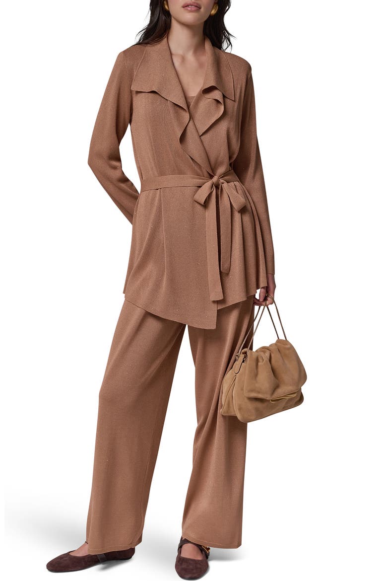 Metallic Belted Cardigan, Alternate, color, CAMEL