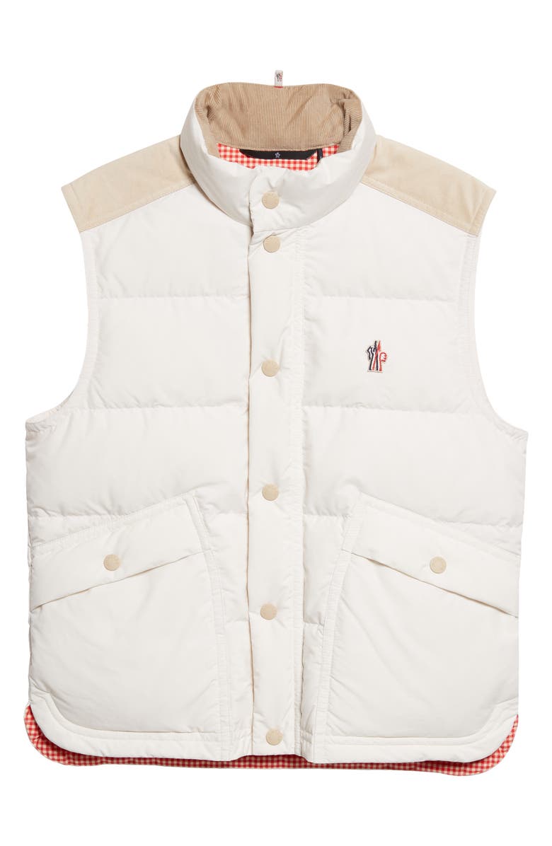 Moncler Grenoble Scais Mixed Media Down Puffer Vest, Main, color, Bright White