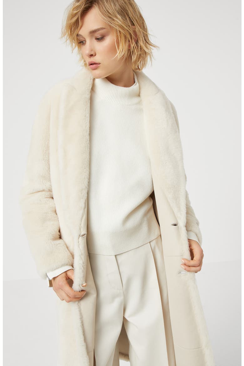 Shearling reversible coat, Alternate, color, White