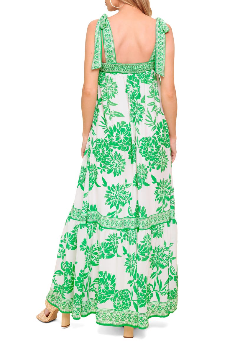 Floral Tie Shoulder Maxi Dress, Alternate, color, IVORY GREEN
