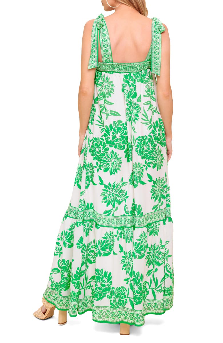 FLYING TOMATO Floral Tie Shoulder Maxi Dress, Alternate, color, Ivory Green