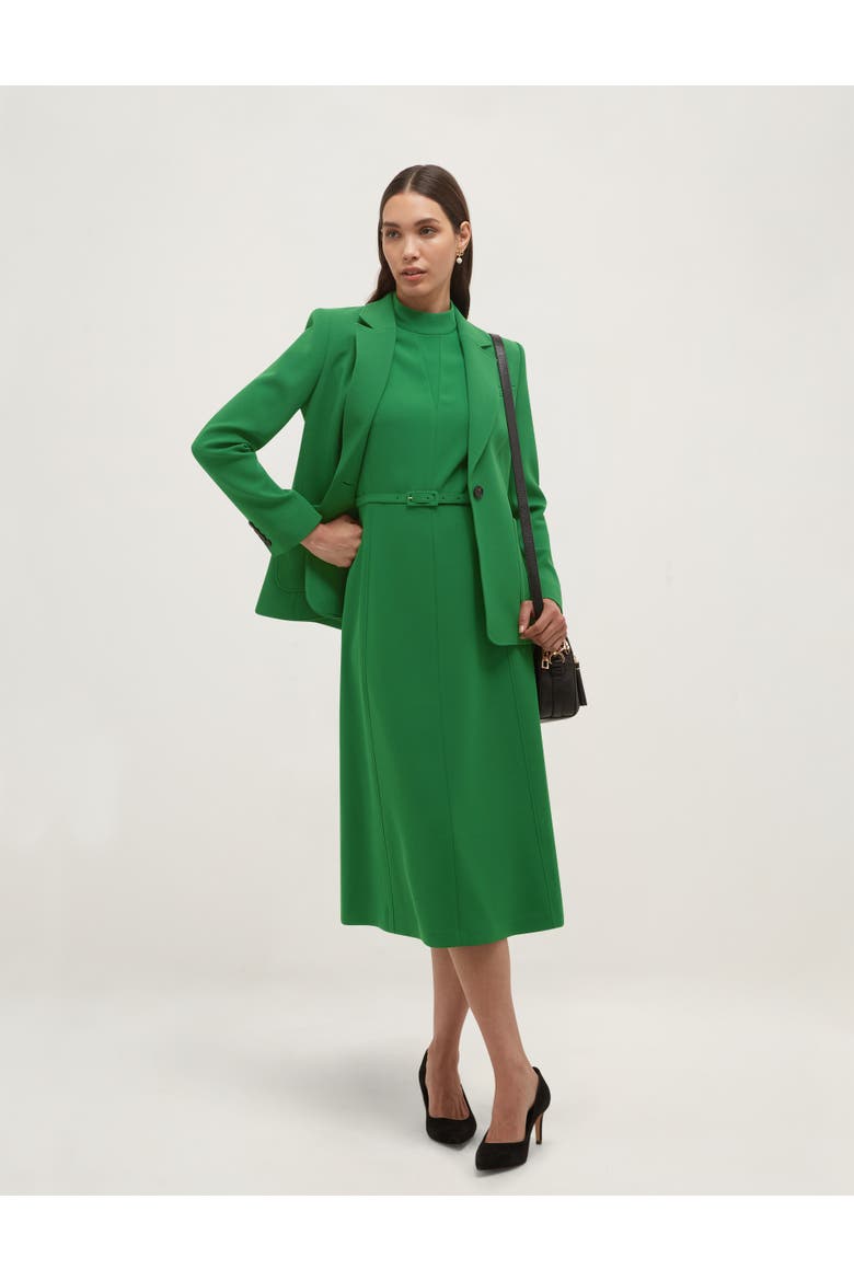 Mae Sculpted High Neck Belted Midi Dress, Alternate, color, Sprucegreen