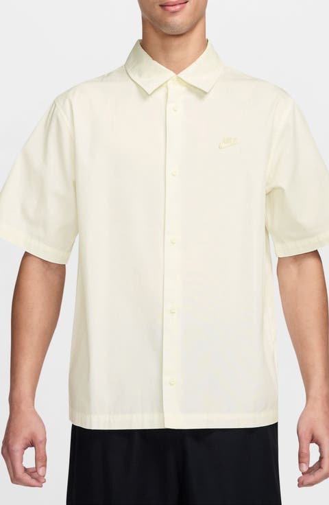 Club Oversize Short Sleeve Cotton Poplin Button-Up Shirt