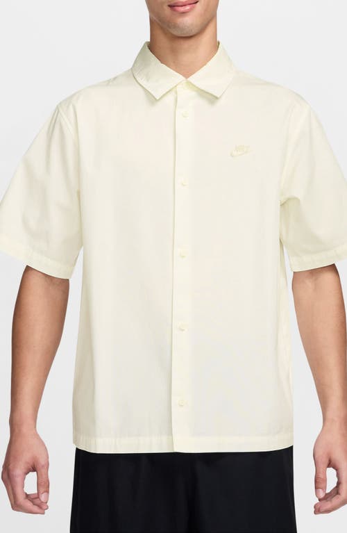 Nike Club Oversize Short Sleeve Cotton Poplin Button-up Shirt In Sail