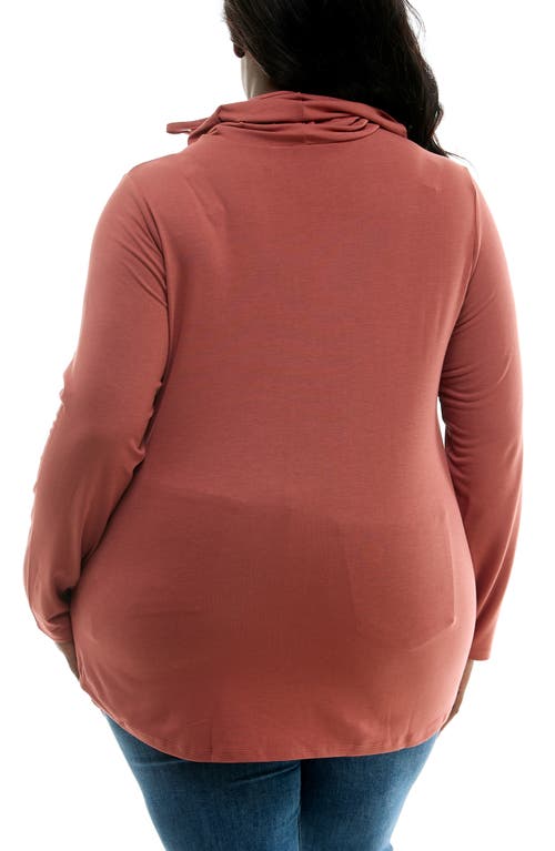 Nina Leonard Long Sleeve Curved Tunic In Red