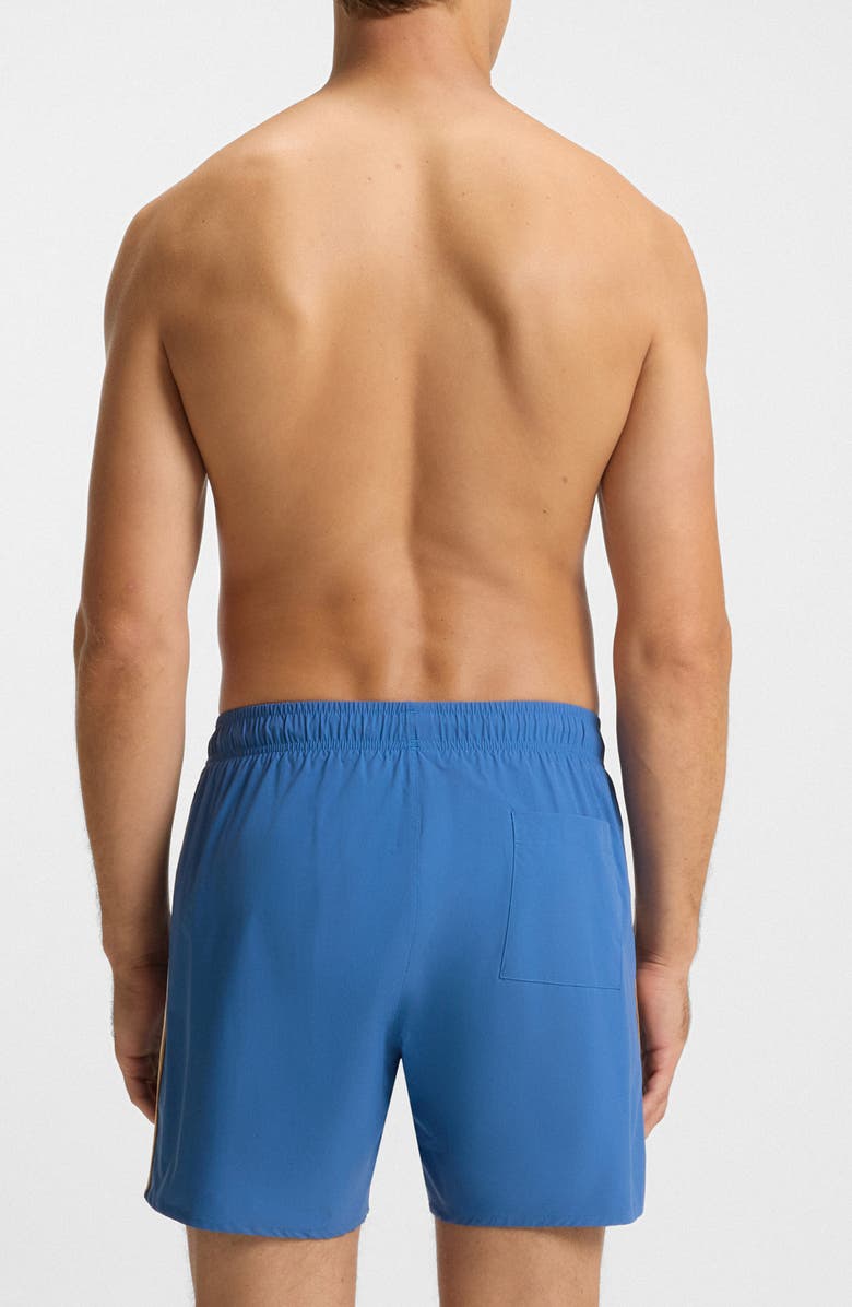 BOSS Iconic Side Stripe Swim Trunks, Alternate, color, Bright Blue
