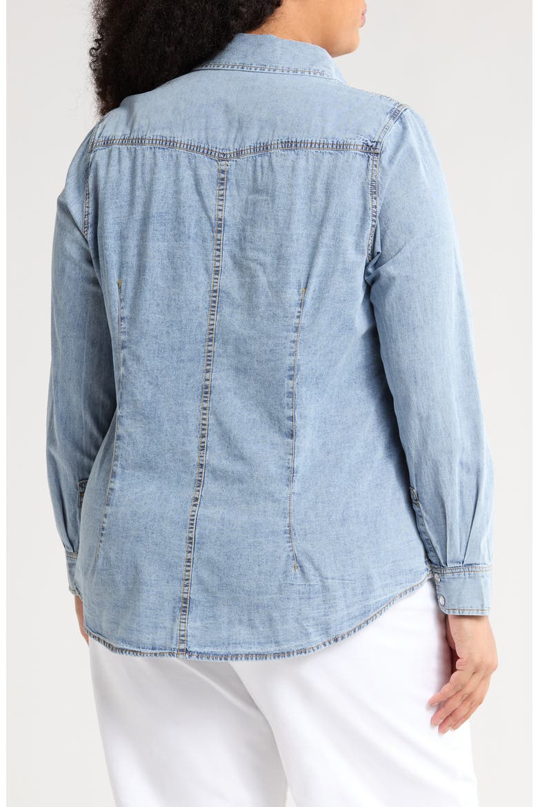 Western Long Sleeve Denim Shirt, Alternate, color, LIGHT BLUE WASH