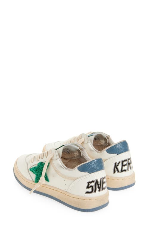 Golden Goose Kids' Ballstar Low Top Sneaker In White/green/light Blue