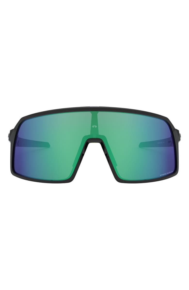 Oakley Sutro Prizm 124mm Shield Sunglasses, Main, color, Polished Black/ Prizm Jade