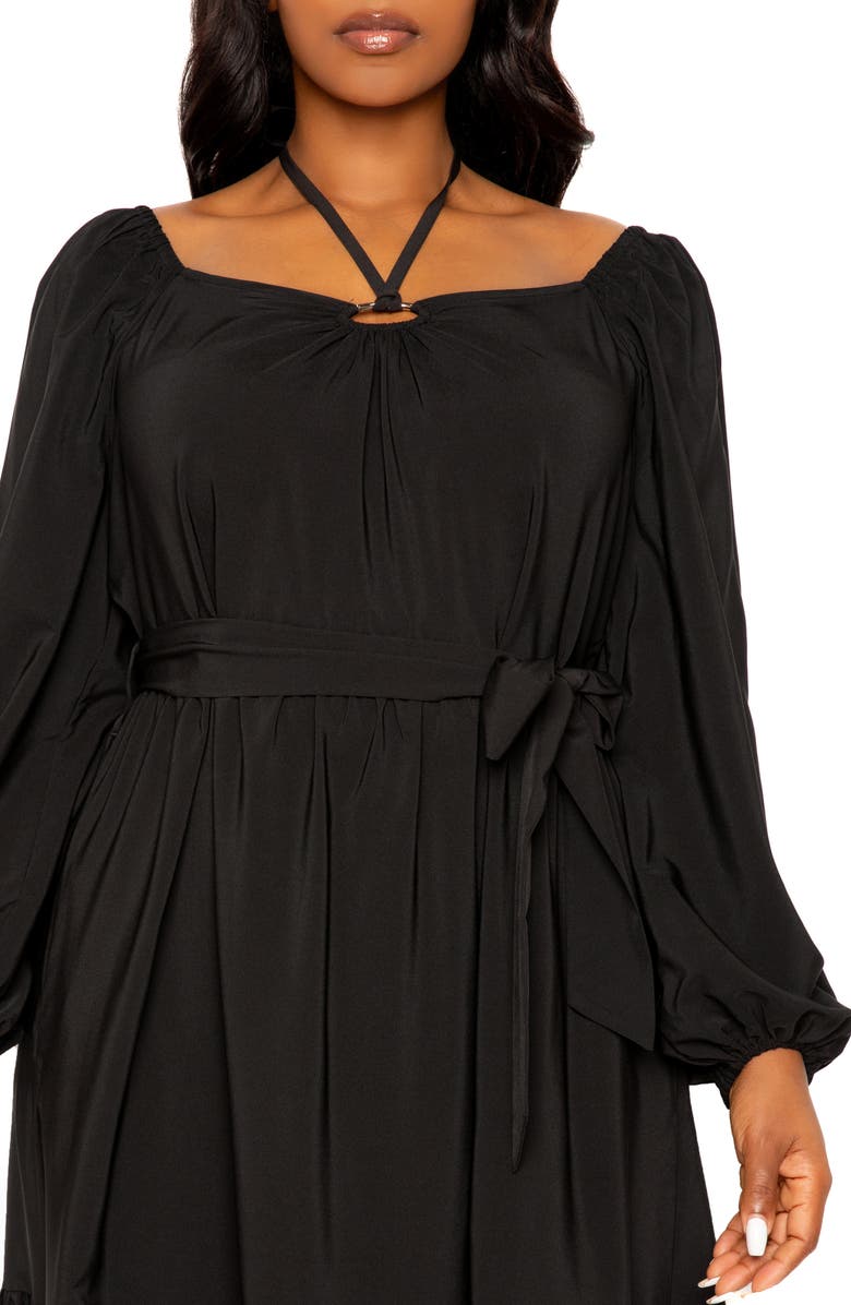 BUXOM COUTURE O-Ring Long Sleeve Tiered Maxi Dress, Alternate, color, 