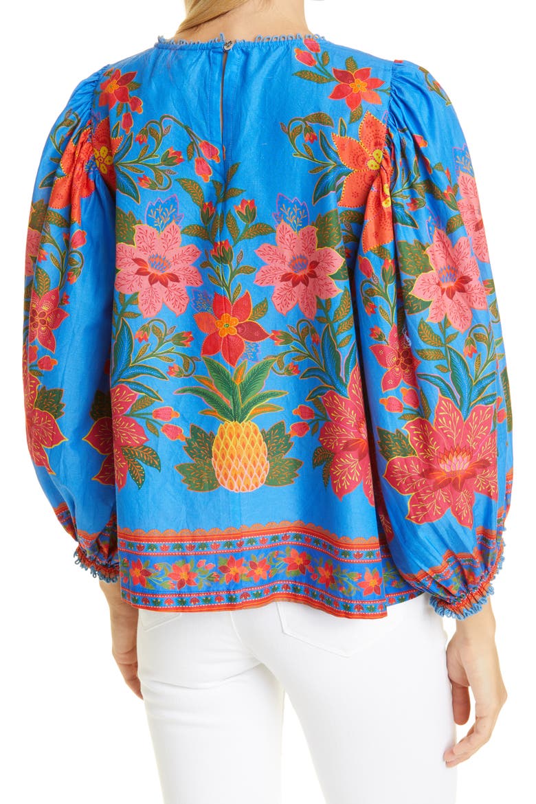 Tropical Tapestry Cotton Blouse, Alternate, color, BLUE TROPICAL TAPESTRY