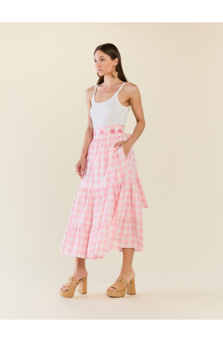 Eddy Brooks Skirt x Charli Evans, Main, color, Pink Sands Gingham