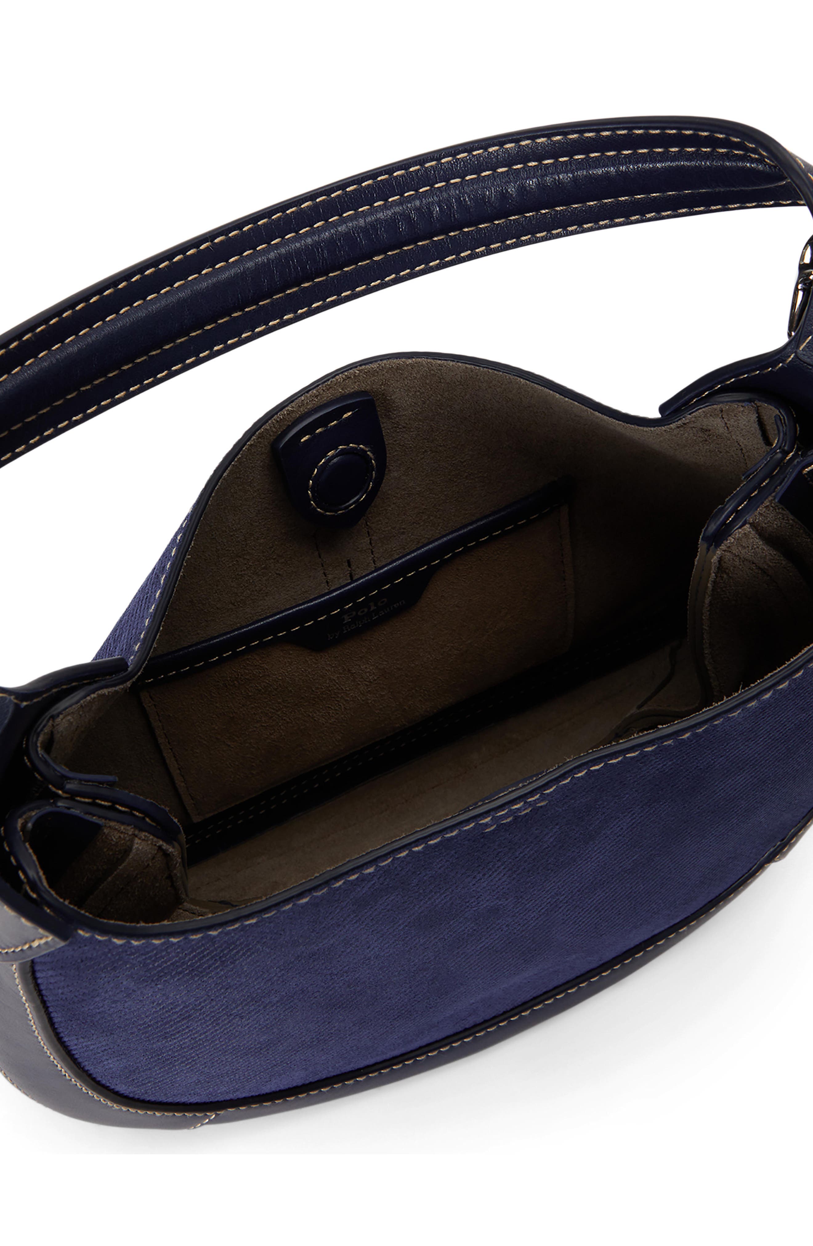 Polo ID Small Twill & Leather Shoulder Bag, Alternate, color, NIGHT