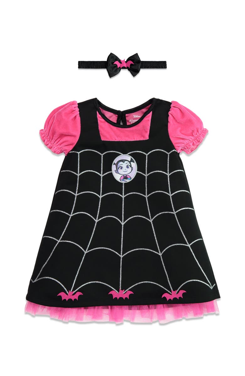Disney Vampirina Cosplay Short Sleeve Dress & Headband Set, Main, color,