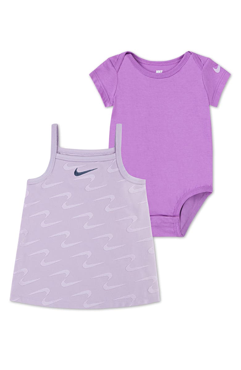 Nike Swoosh Motion Cotton Bodysuit & Dress Set, Main, color, 