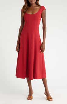 STAUD Cap Sleeve Midi Dress
