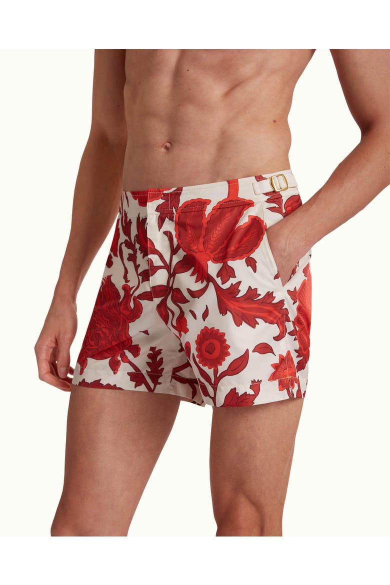 Setter x La DoubleJ Dragonflower Shorter-Length Tailored-Fit Swim Shorts, Alternate, color, SUMMER RED/WHITE SAND