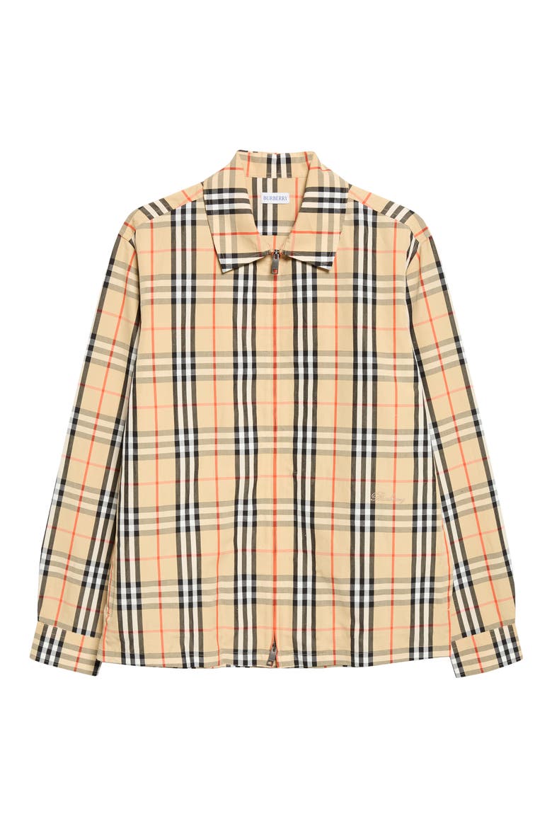 Ollie Check Cotton & Linen Zip-Up Overshirt, Main, color, SAND IP CHECK