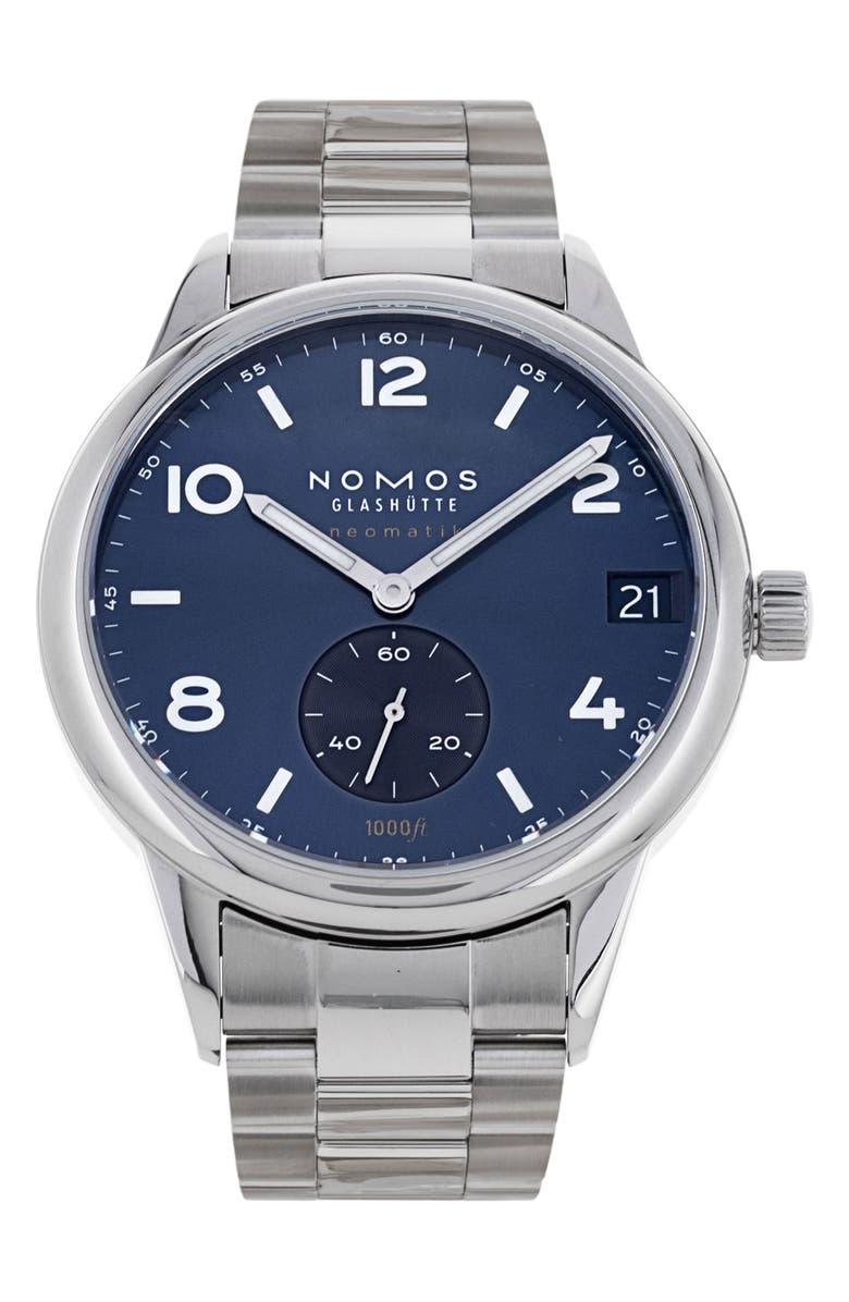 Watchfinder & Co. Nomos Glashutte 2022 Preowned Club 782 Bracelet Watch, 42mm, Main, color, Silver/ Blue