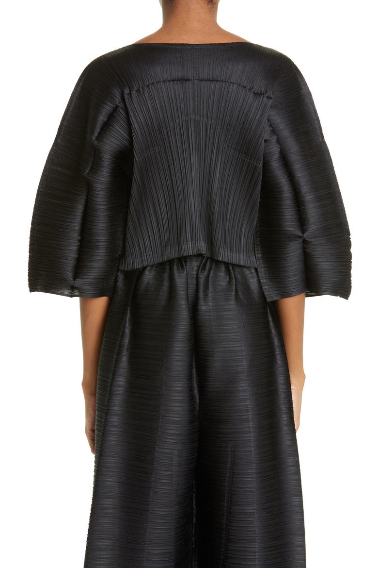 Route Pleated Crop Cardigan, Alternate, color, BLACK