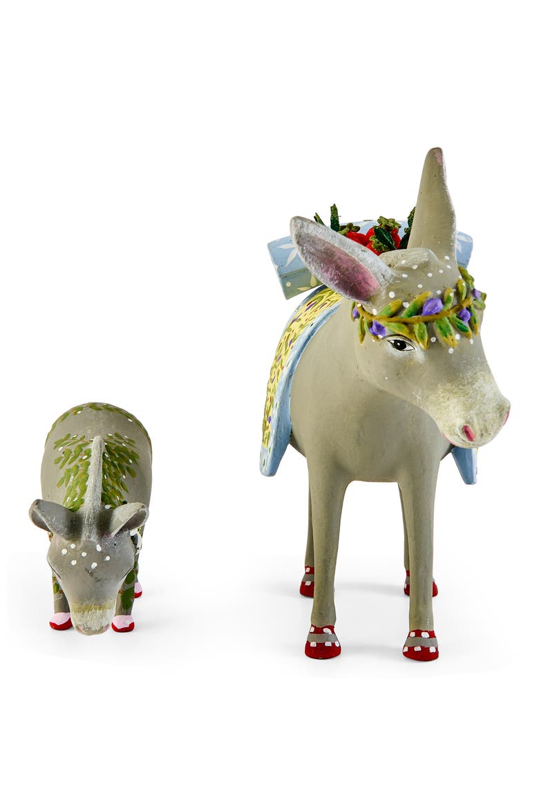 Patience Brewster Nativity Mother & Baby Donkey Figures, Main, color, GREY