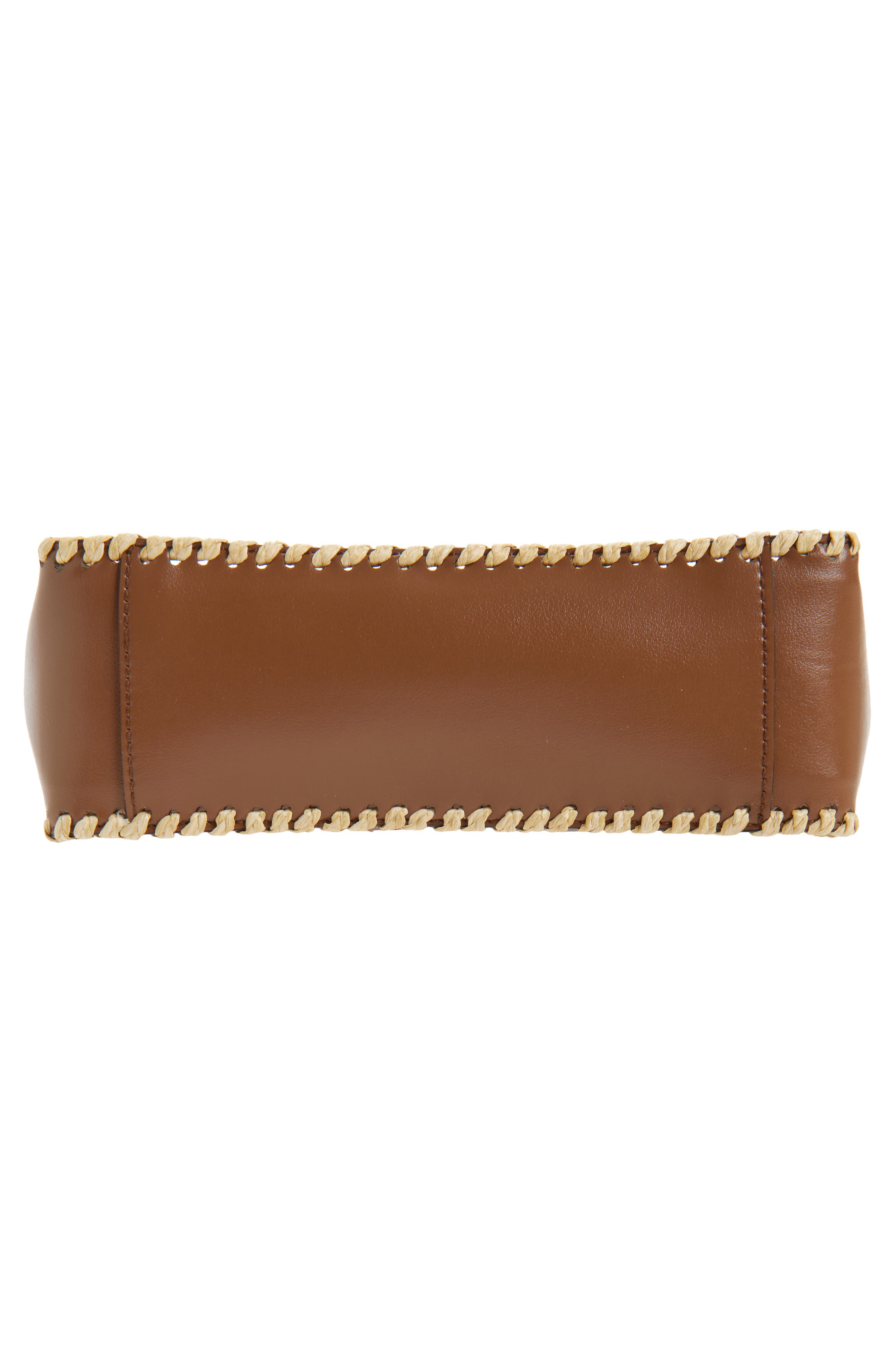 Stella McCartney Raffia Trim Crossbody Bag, Alternate, color, Tan