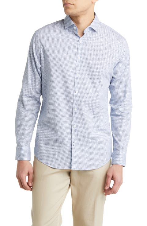 Harold Print Hi Flex Stretch Cotton Button-Up Shirt