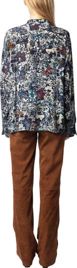 売れ筋商品|||ザディグ エ ヴォルテール シャツ レディース トップス TRUETT SOFT BUTTERFLIES - Button-down blouse - encre Zadig & Voltaire TRUETT SOFT BUTTERFLIES - Button-down