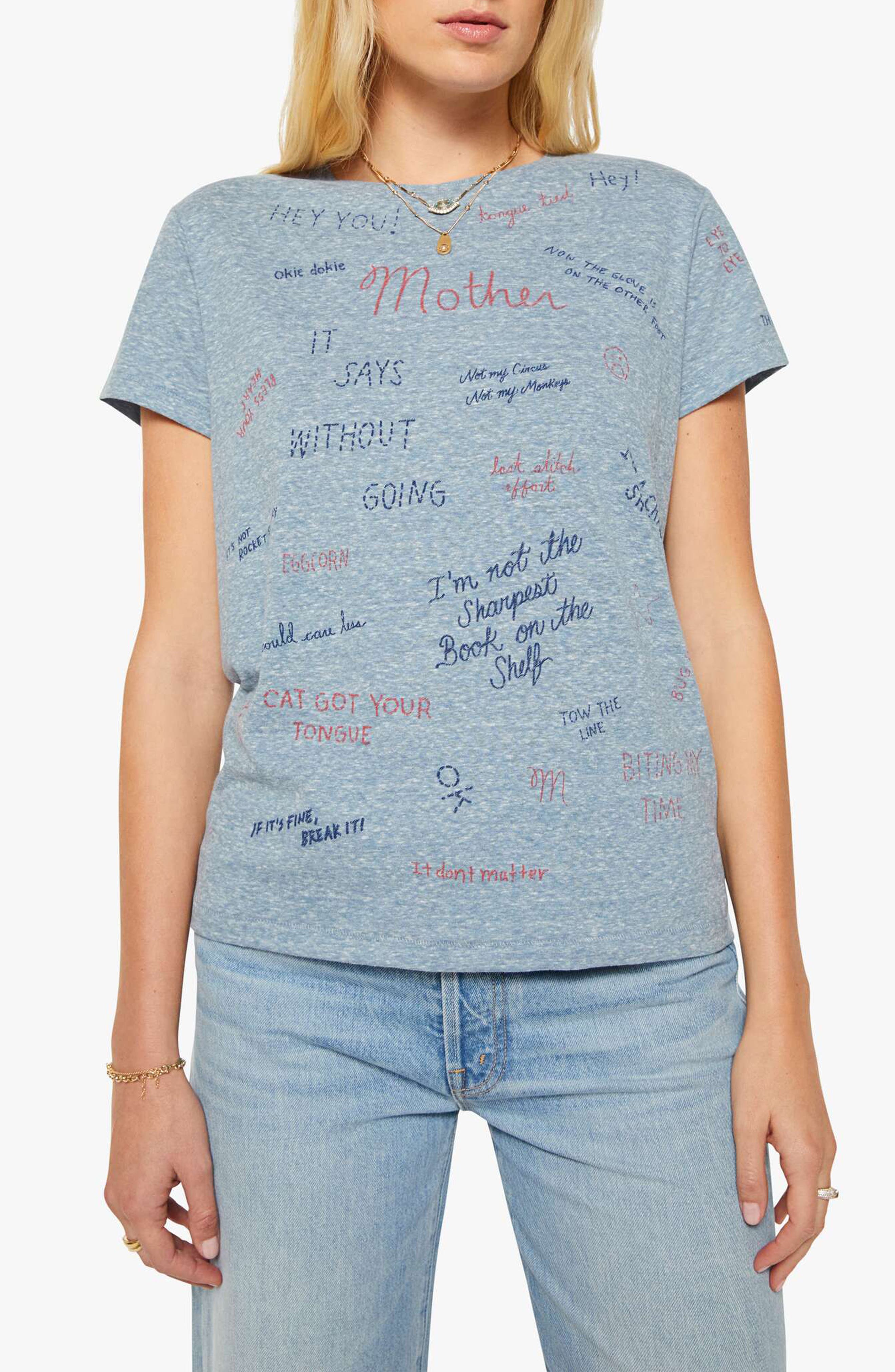 MOTHER The Boxy Goodie Goodie Appliqué Better Luck Graphic T-Shirt