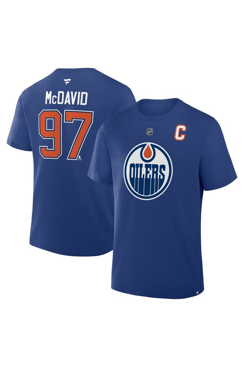 Men's Fanatics Connor McDavid Royal Edmonton Oilers Authentic Stack Name & Number T-Shirt, Main, color, Royal