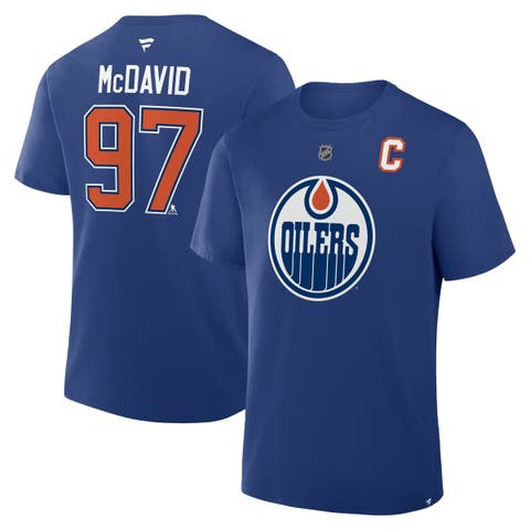 Men's Fanatics Connor McDavid Royal Edmonton Oilers Authentic Stack Name & Number T-Shirt