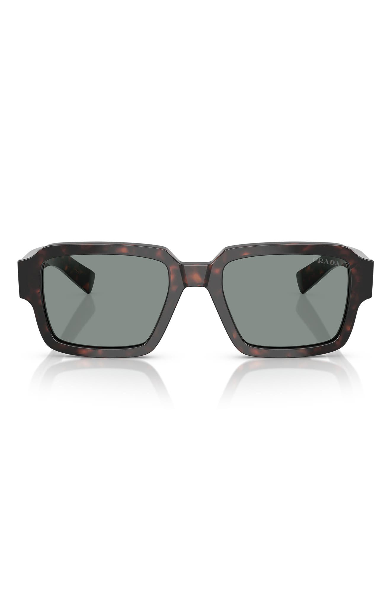 Prada 0pr 02zs Bold Rectangular Tortoiseshell Sunglasses In Black
