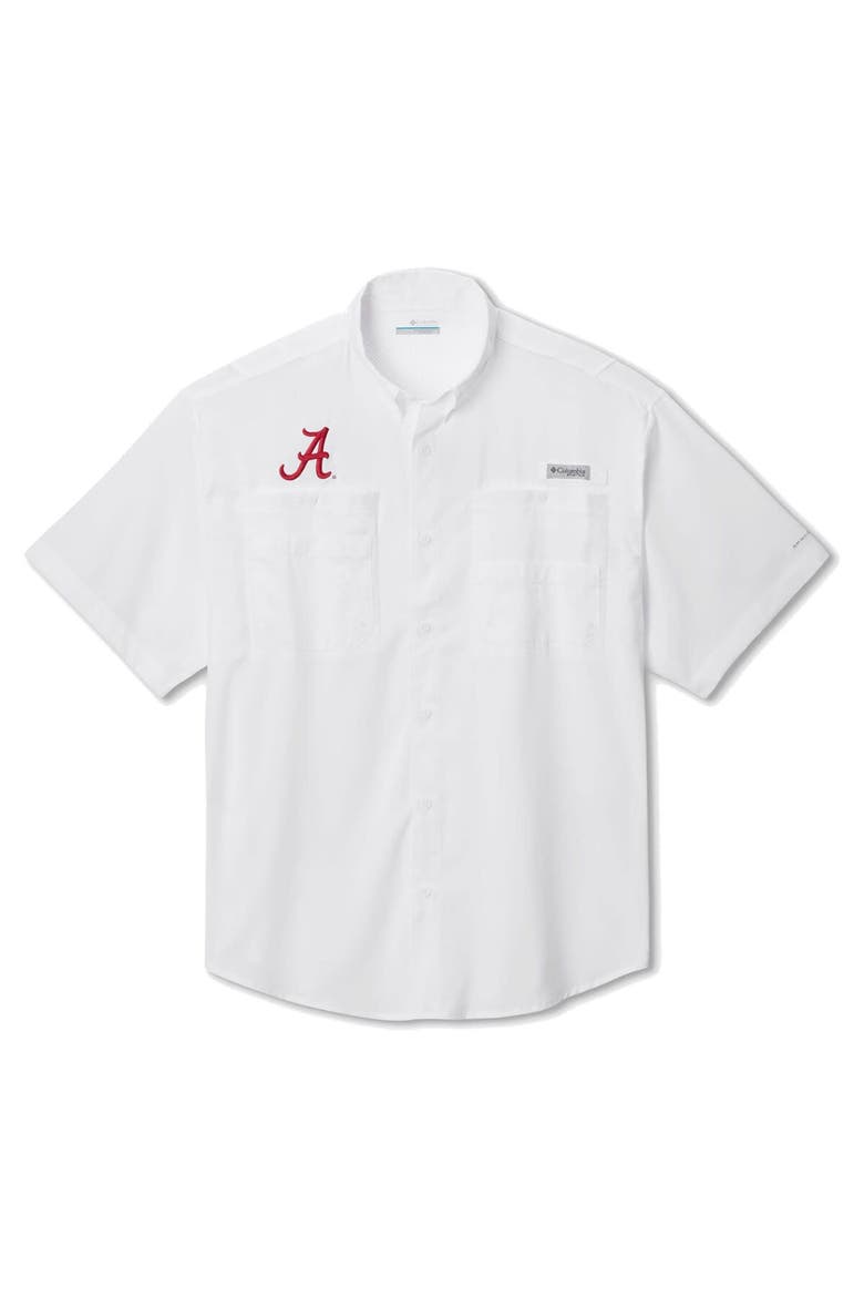 Men's Columbia  White Alabama Crimson Tide Big & Tall Tamiami Omni-Shade Button-Down Shirt, Alternate, color, White