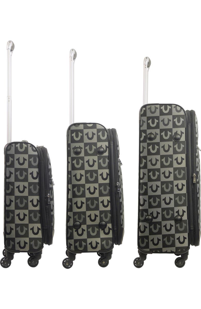 True Religion Soft Sided 3 pc checkered spinner Luggage Set, Alternate, color,