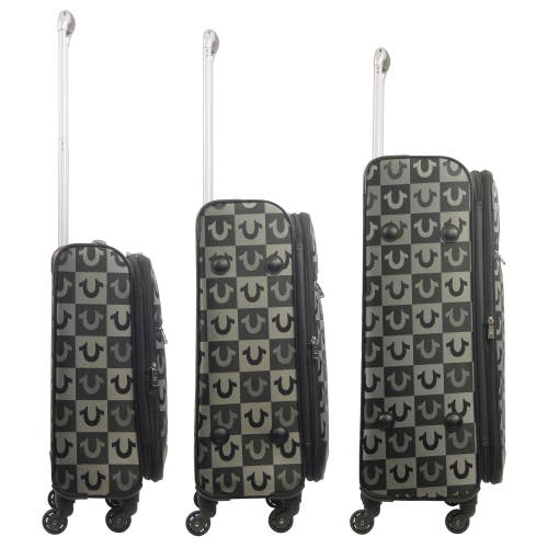 TRUE RELIGION TRUE RELIGION SOFT SIDED 3 PC CHECKERED SPINNER LUGGAGE SET