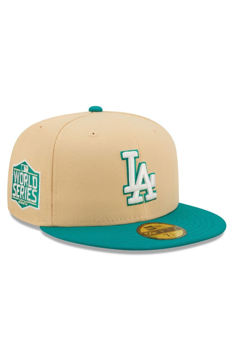 New Era Men's New Era Natural/Teal Los Angeles Dodgers Mango Forest 59FIFTY fitted hat, Main, color, Natural
