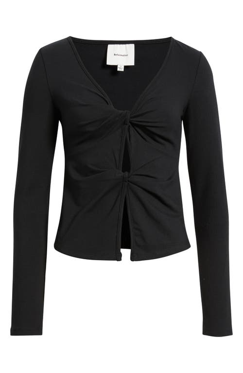 Reformation Silas Twist Detail Stretch Cotton Knit Top In Black