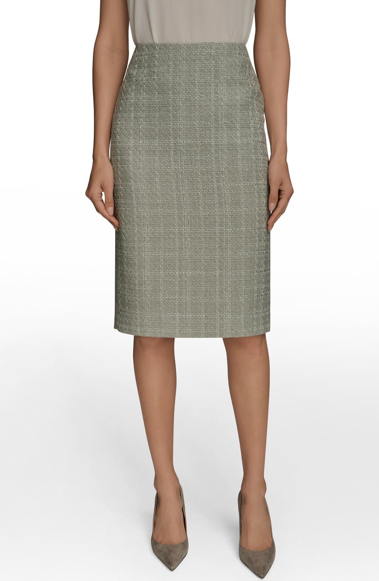 Donna Karan New York Tweed Pencil Skirt, Main, color, Weathered Sage
