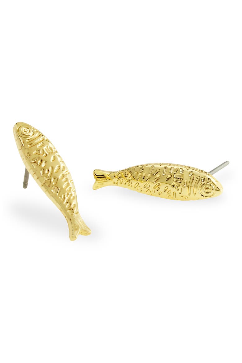 Fish Stud Earrings, Alternate, color, GOLD