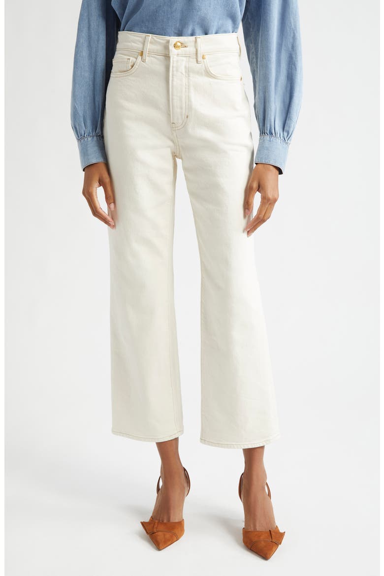 Dylan High Waist Ankle Relaxed Straight Leg Jeans, Main, color, ECRU