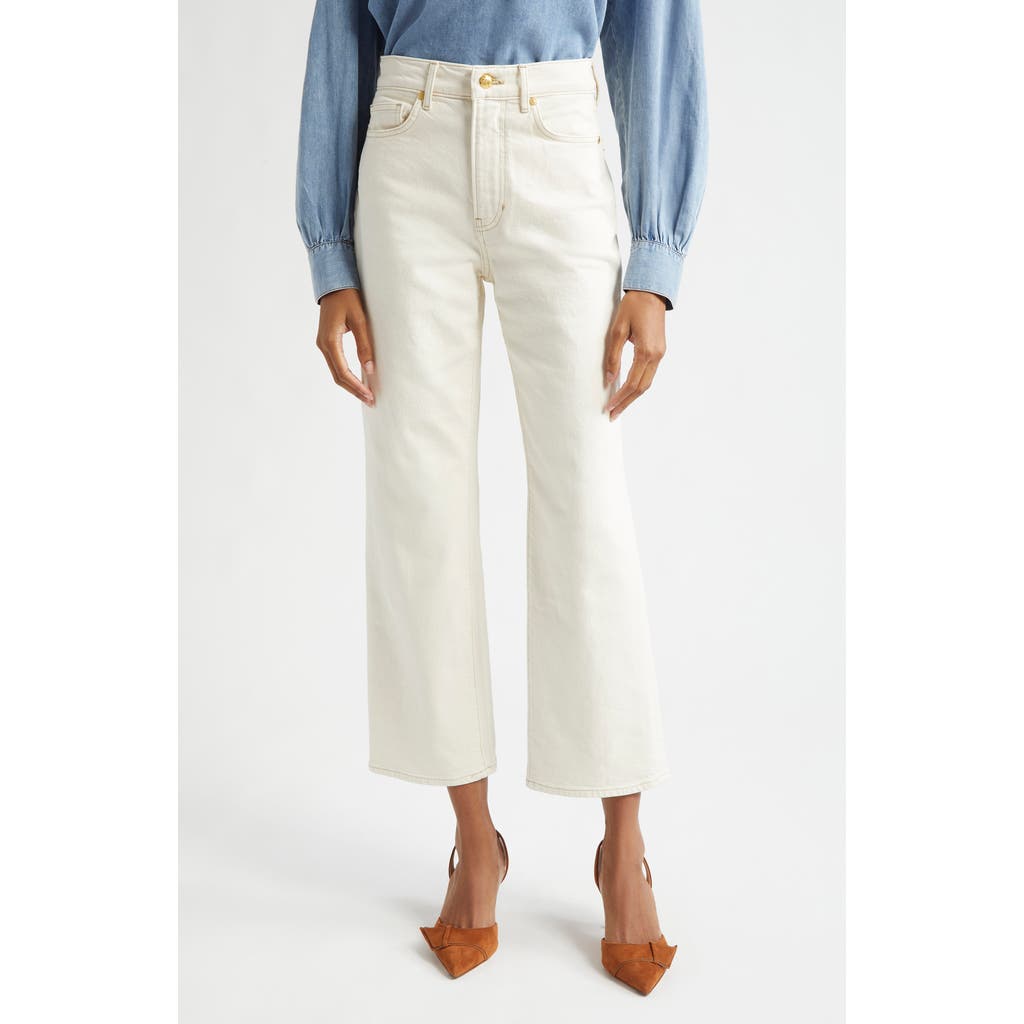 Veronica Beard Dylan High Waist Ankle Relaxed Straight Leg Jeans In White