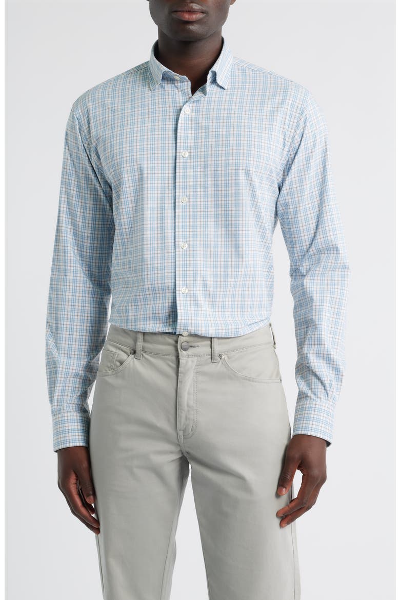 Ferdinand Plaid Performance Button-Up Shirt, Main, color, WHITE
