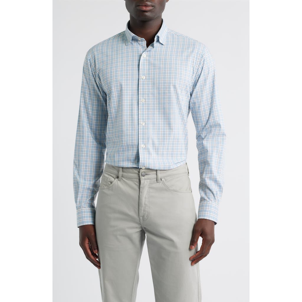 Johnnie-o Ferdinand Plaid Performance Button-up Shirt In Blue