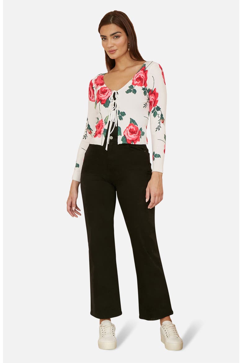 Long Sleeve V-Neck Tie Front Cardigan, Alternate, color, White