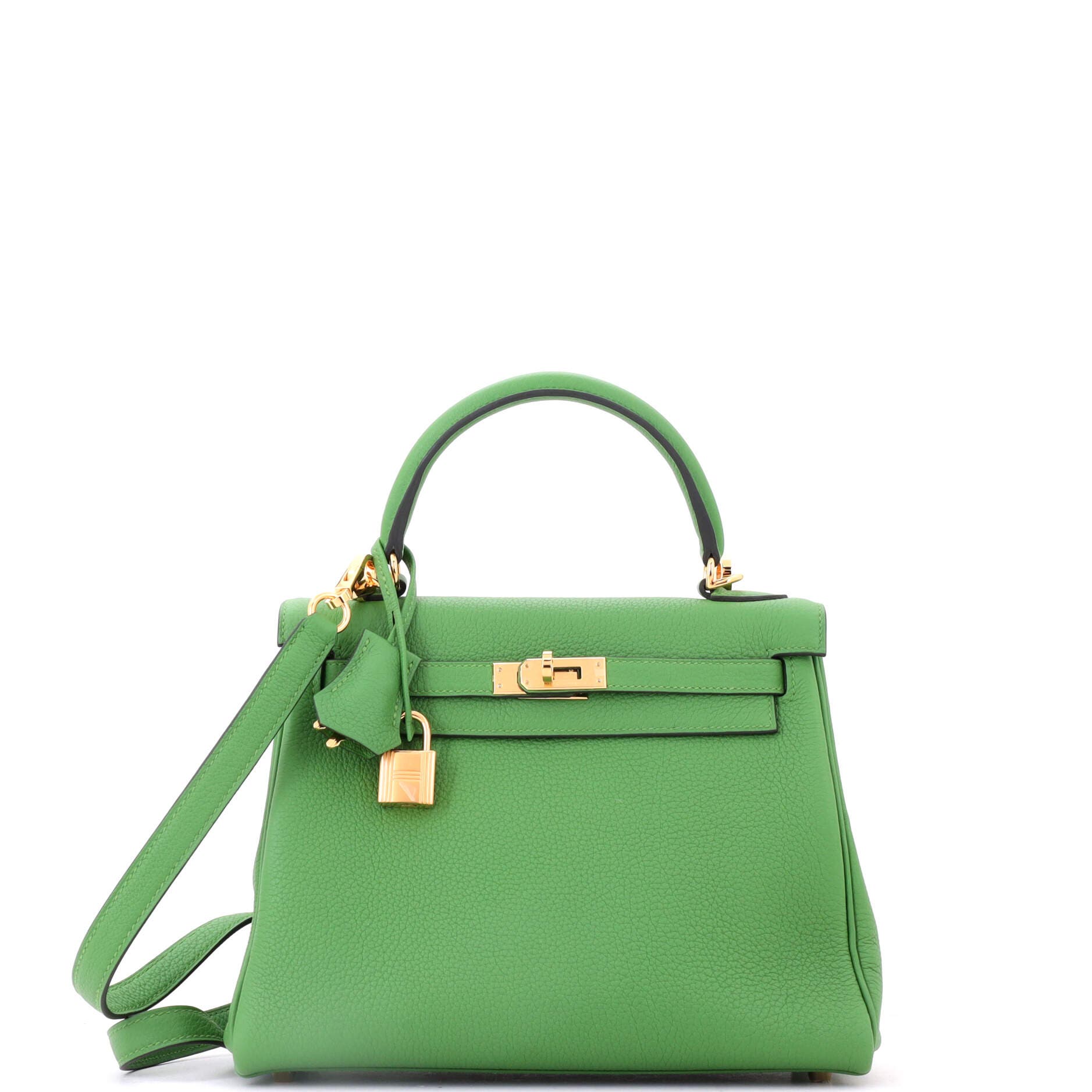 Kelly Handbag Green Togo with Gold Hardware 25, Main, color, Vert Yucca