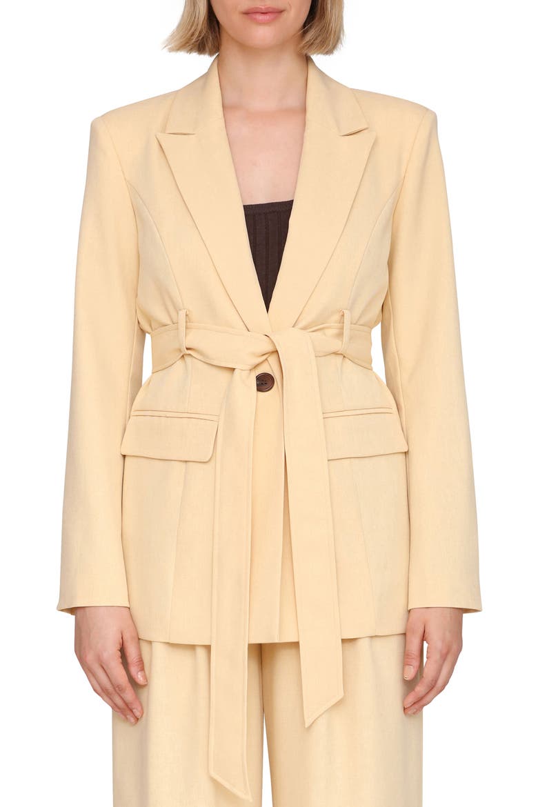 Drapey Long Belted Blazer, Main, color, CAMEL