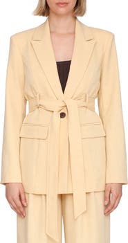 Avec Les Filles Drapey Long Belted Blazer