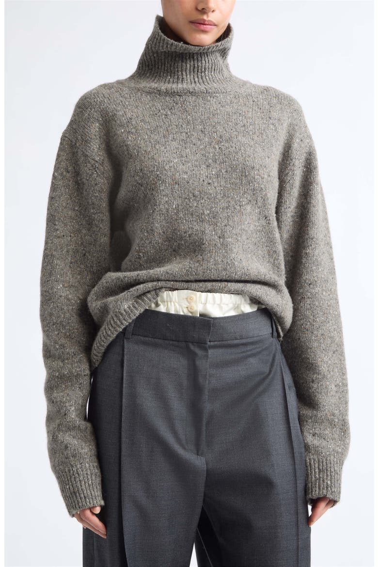 Wool Blend Mouliné Turtleneck Sweater, Alternate, color, GREY MOULINE