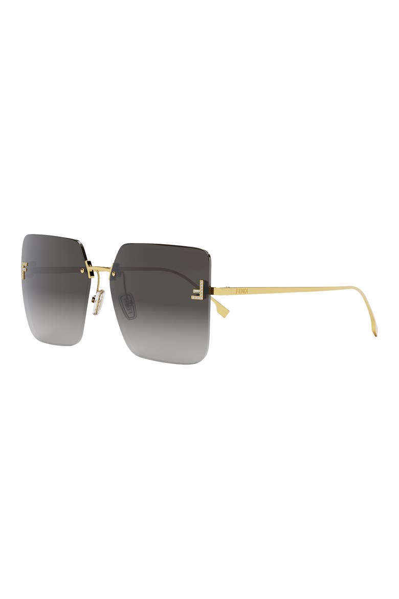 'Fendi First 59mm Geometric Sunglasses, Alternate, color, SHINY ENDURA GOLD METAL